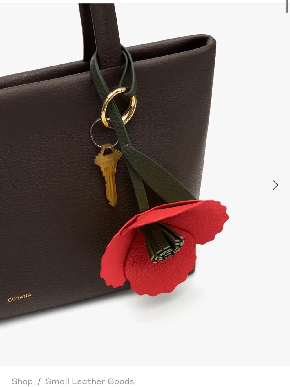 Cuyana Red Leather Poppy Bag Charm